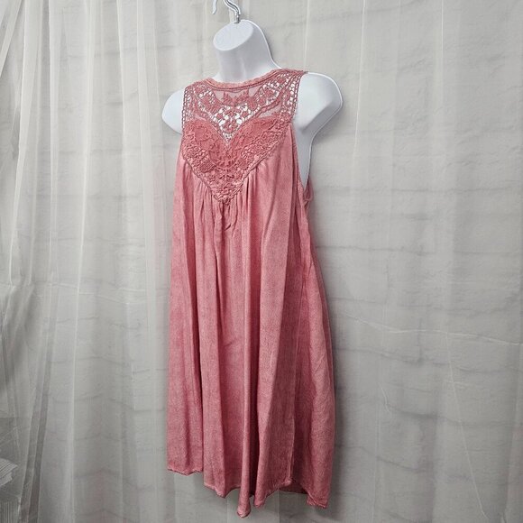 Kori America Pink Sleeveless Lace Mini Dress Boho Coquette S - Picture 5 of 11
